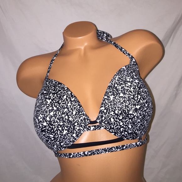 VS PINK Black/White Push Up Caged Bikini Swim Top!