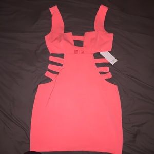 Coral cut out dress