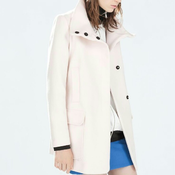 Zara Jackets & Blazers - Final Sale {zara} coat in pink w funnel neck