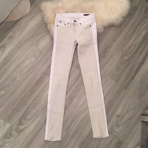 Rag & Bone White Leather & Denim Pants