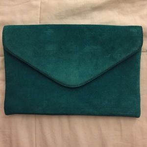 JCrew suede teal clutch