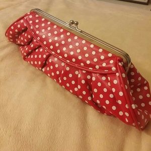 Red n white polka dot clutch