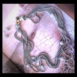 Multi chains necklace and earrings