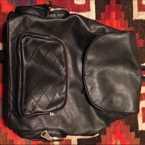 Black leather backpack