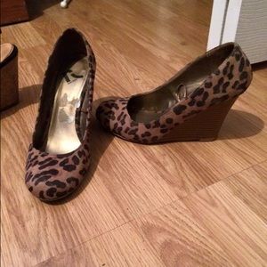 Leopard print wedges