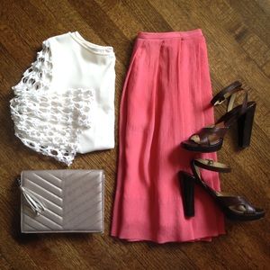 J Crew Textured Silk Pleated Skirt