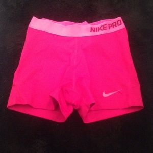 Pink nike pro shorts