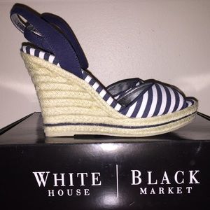 White House Black Market Striped Wedge