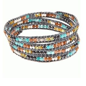 Small semi precious Handbeaded Wrap Bracelet, NWT