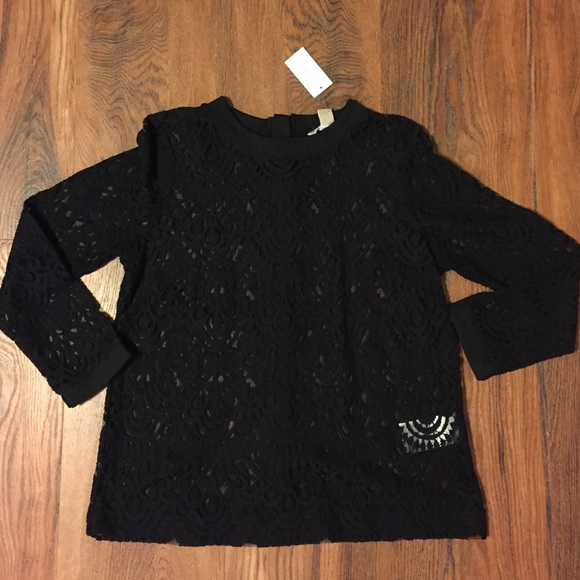 Sheer Lace Long-sleeve Top