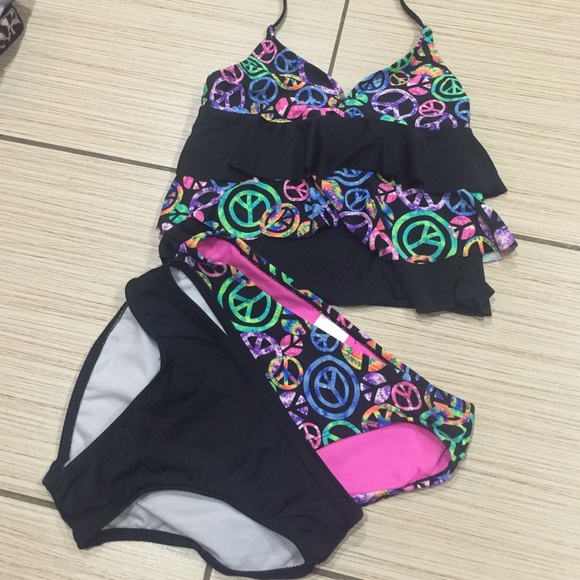 Girls tankini halter two piece bathe suit