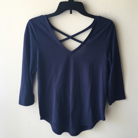 American Eagle Outfitters Tops - Criss-Cross Back Navy Blue Top