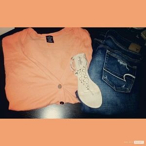 Orange Button Up Cardigan
