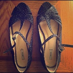 Urban Outfitters Navy/White Polka Dot Flats - 8