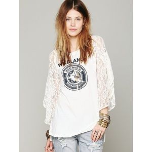 We The Free Pieced Lace Sleeve Tee