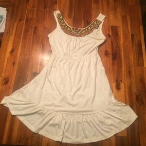 Small white bead-embroidered cloth sun dress