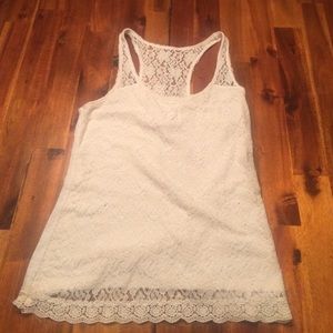 Small white lace razorback tank top