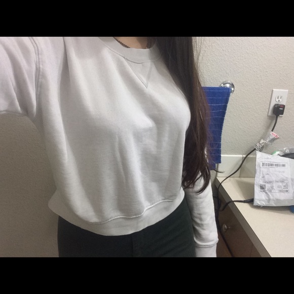 Topshop Long Sleeve Crop Burnout Sweatshirt