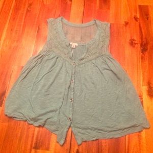 Small teal lace cropped tank top