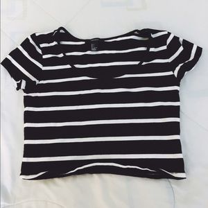 B&W striped crop top