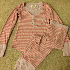 Purple and pink striped thermal VS pajama set