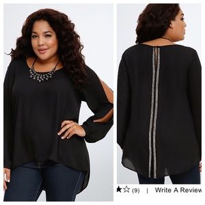 Black blouse with embellished back