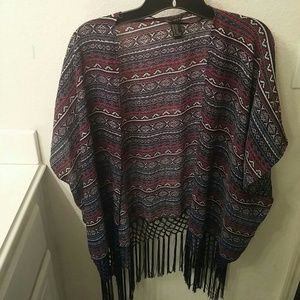 Sheer Cardigan with Tribal Print