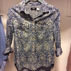 Printed Chambray Top