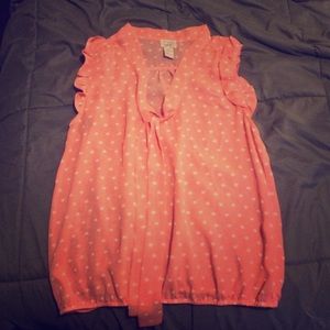 Salmon colored with White hearts