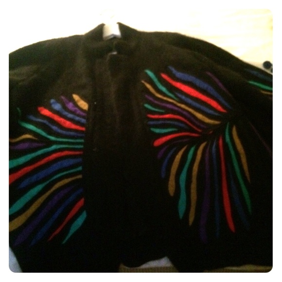 Unique! Oversized Italian Black Coat- multicolor