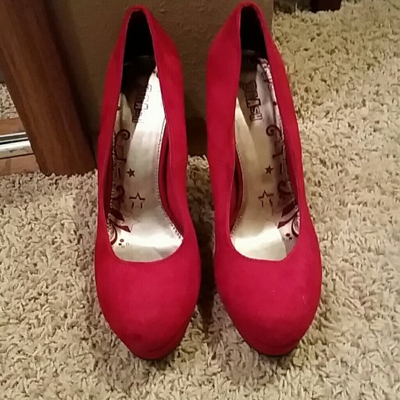 Red suede heels