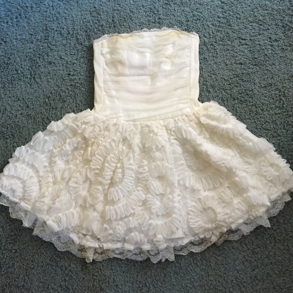 White Strapless Lace Dress