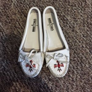 White Minnetonka Moccasins