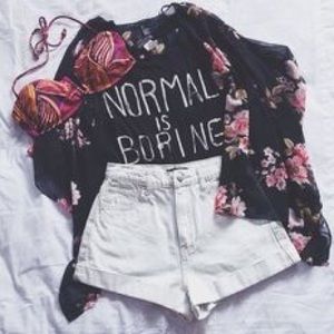 "normal is boring" caged back tank