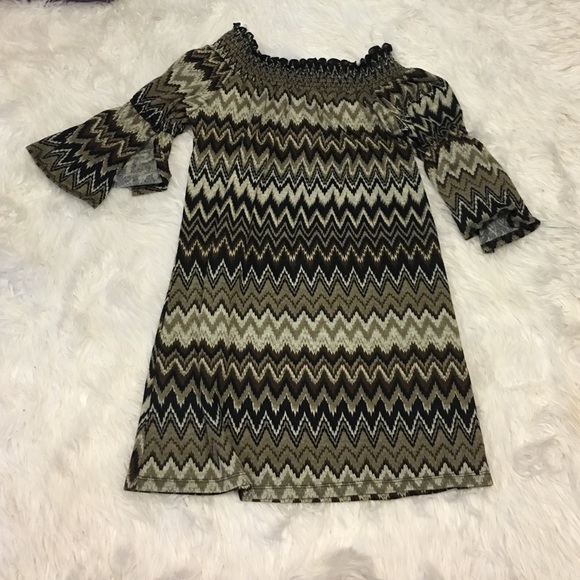 Neutral chevron boutique dress