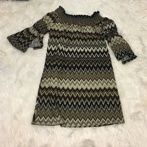 Neutral chevron boutique dress