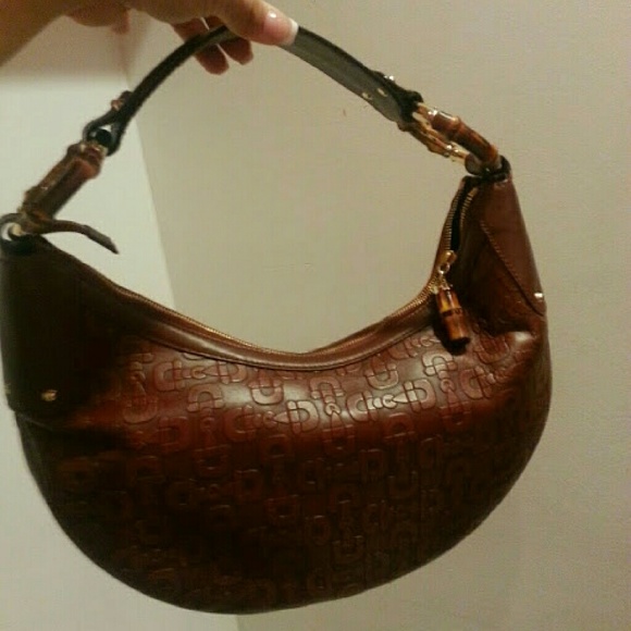 Gucci Brown Leather Bamboo Purse - image 1