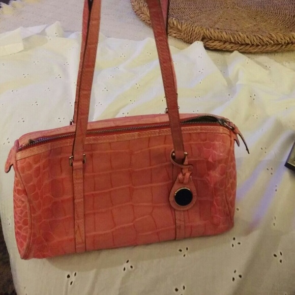 Used bag pink croc embossed
