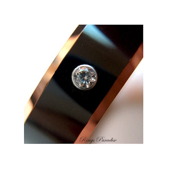 Urban Designer Match His and Hers Coffee & Rose Gold  Rose Gold Tungsten Wedding Band, Engagement Ring