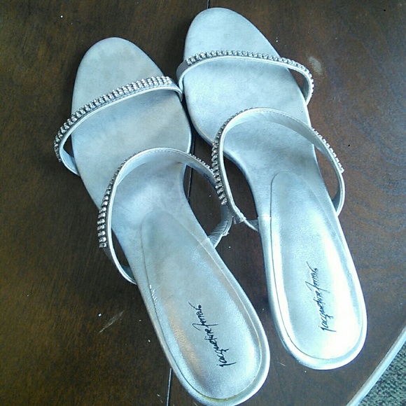 Silver formal prom heels