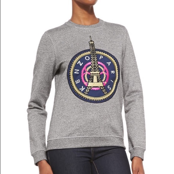 KENZO EMBROIDERED GRAY LONGSLEVE