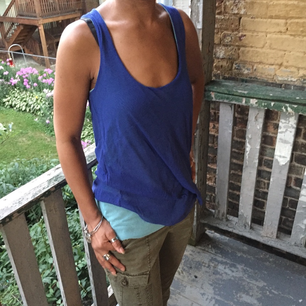 Blue & Turquoise Double Layer Tank-NEVER WORN