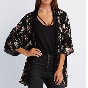 Black floral kimono cardigan cover up