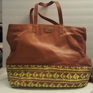 Rebecca Minkoff leather and woven tote bag