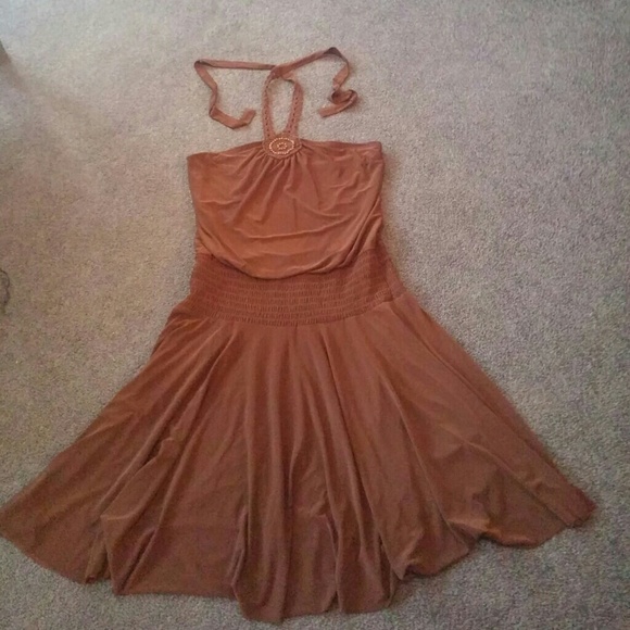 Bisou Bisou Halter Dress in brown