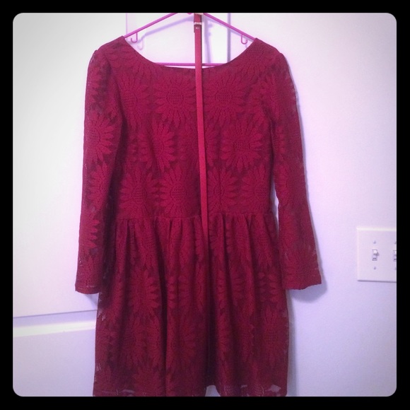 Red mini lace dress
