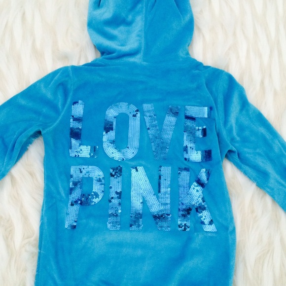 VS PINK Turquoise Sequin Hoodie