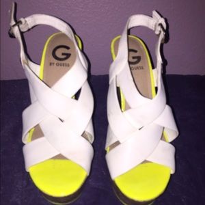 Guess white/neon wedges
