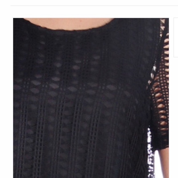 Last one Closeout! New black Crochet Layered Top - Picture 3 of 4