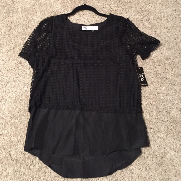 Boutique Tops - Last one Closeout! New black Crochet Layered Top